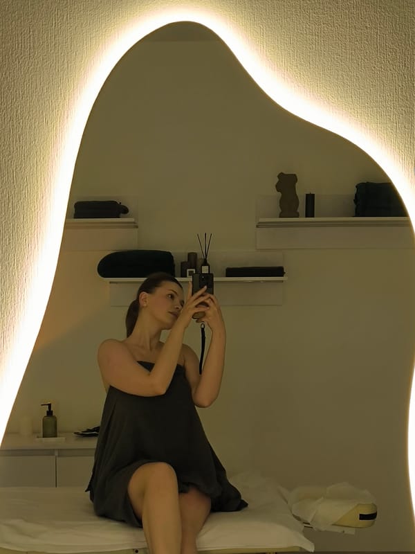 Woman documents spa session with selfies in Vinnytsia wellness facility