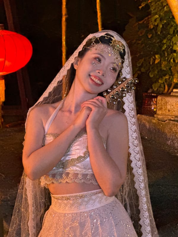 Traditional costume photography session in nighttime Chongqing district
