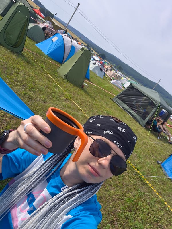 Summer festival campsite life in Lagunovo, Russia