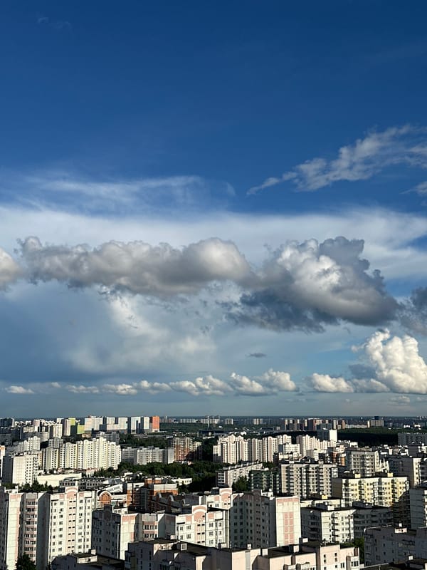 Panoramic view over a dense Moscow residential district
