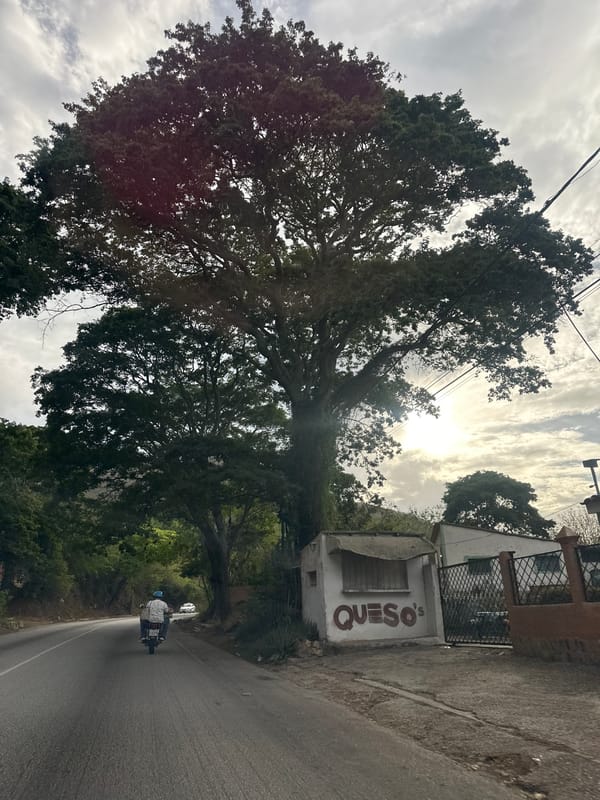 Motorcyclist travels winding roads through La Asuncion, Venezuela