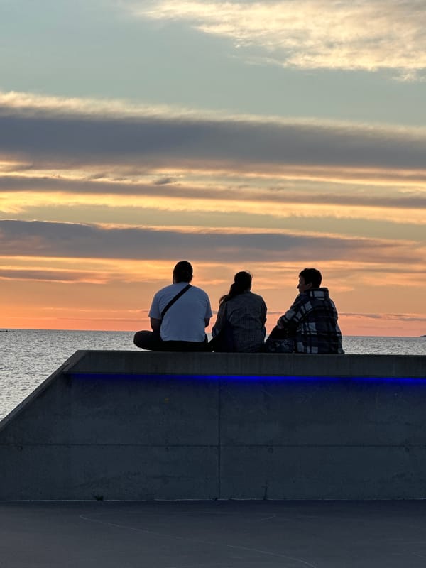 Sunset over the Baltic from Tallinn's waterfront promenade