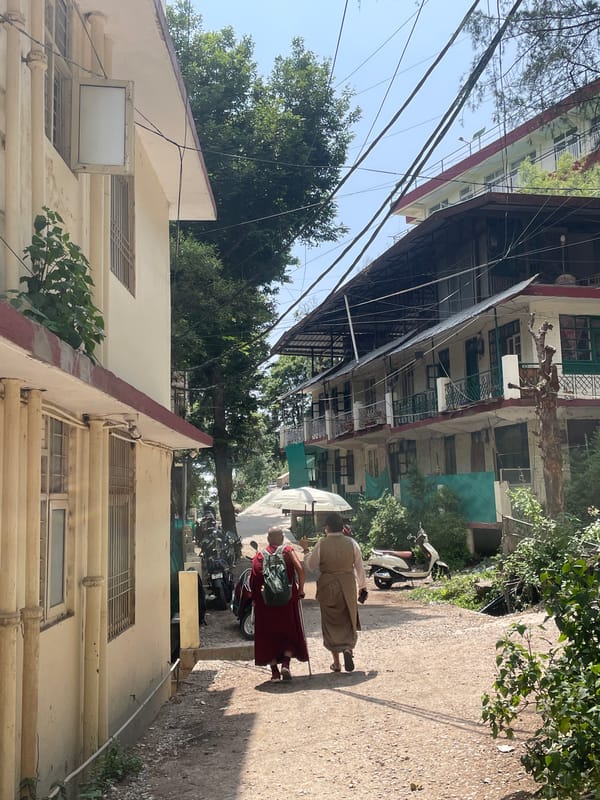 Morning walk through Dharamshala streets captures local Tibetan architecture