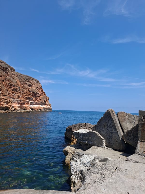 Black Sea coastline at Balgarevo on a sunny July morning