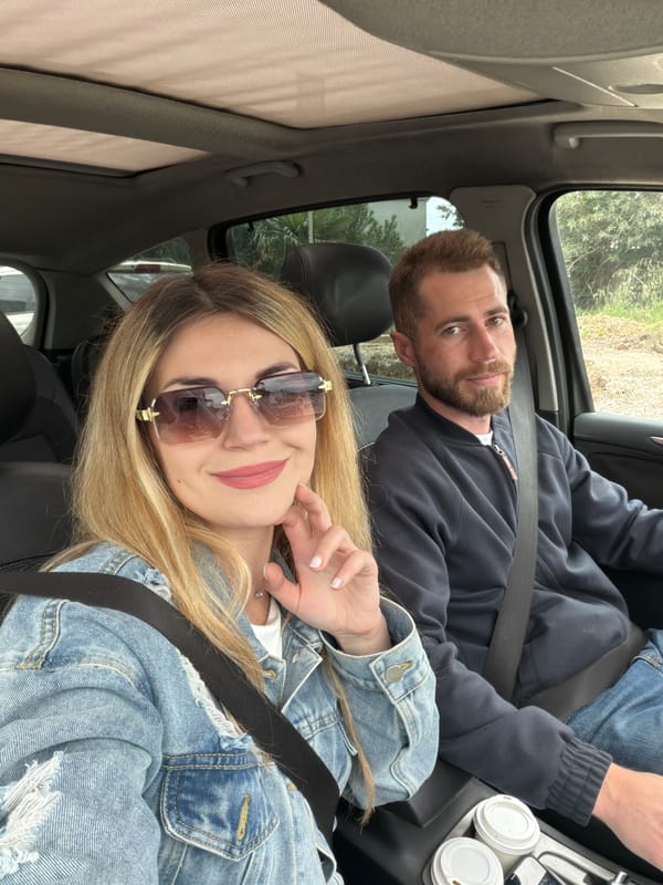 Couple takes selfie in car in Montenegro