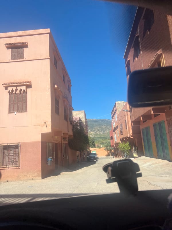 Street scene documented in Ouaouizert, Morocco