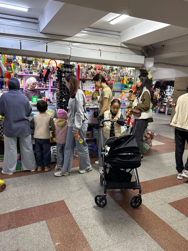 Indoor market scene documented in Bishkek, Kyrgyzstan