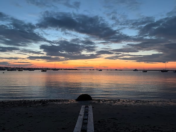Dusk settles over Nantucket Harbor in late summer