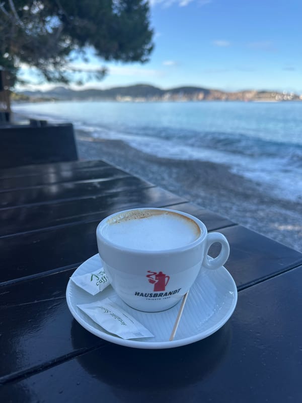 Morning coffee and coastal views captured in Bar, Montenegro