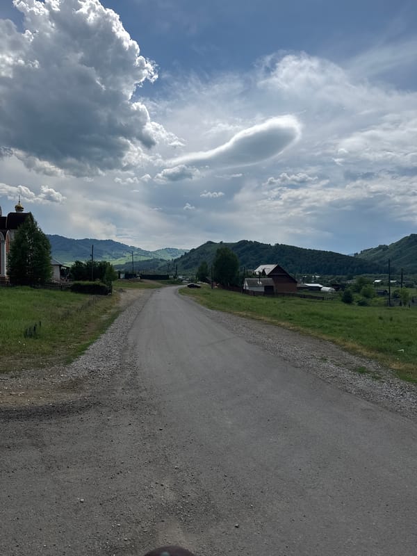 Rural road through Soloneshnoye village, Russia