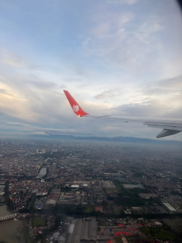 Aerial view of Tangerang captured from Lion Air flight