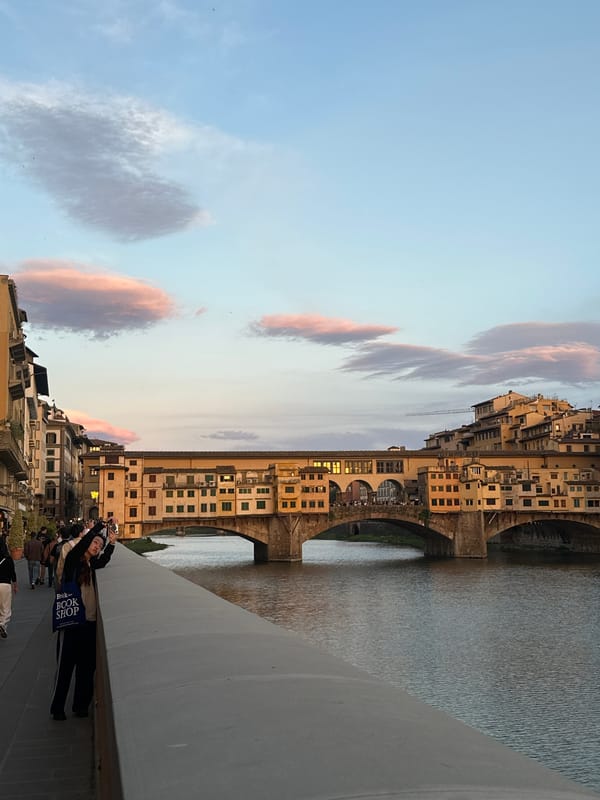 Ponte Vecchio photographed at dusk in Florence