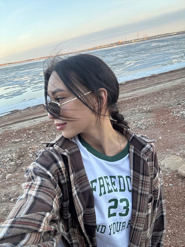 Woman spotted near waterfront in Noviy, Russia