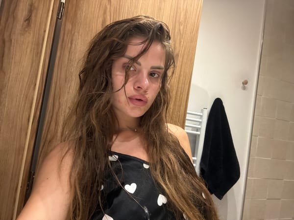 Evening getting-ready routine with hair drying and mirror selfies