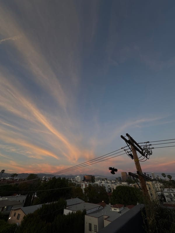 Twilight cityscape observed over Los Angeles from elevated position