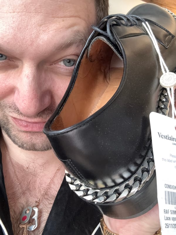 Designer shoe unboxing documented in Erba, Italy