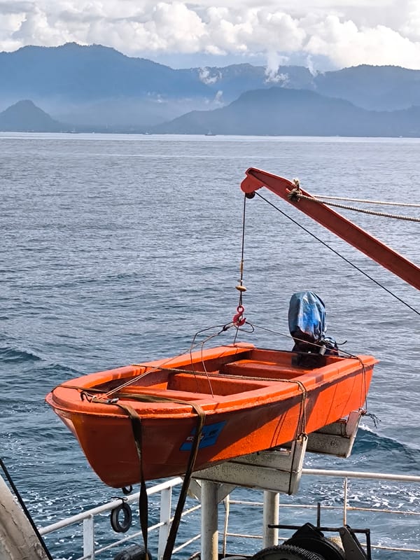 Ferry carries motorcycles through Indonesian waters early morning