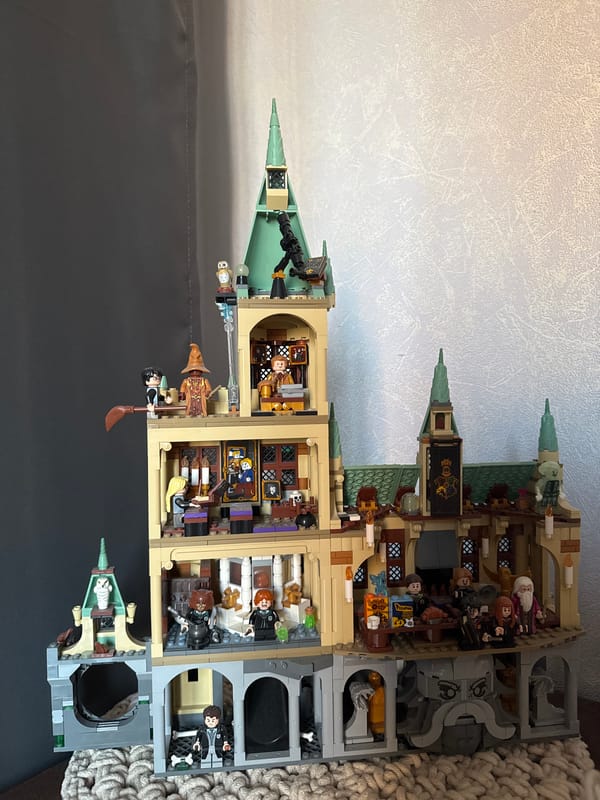 Lego castle display and cosmetic mirror captured in Moscow