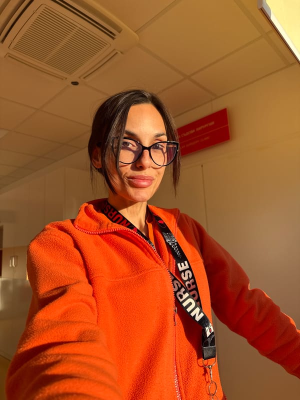 Nurse takes coffee break during night shift in Pleven