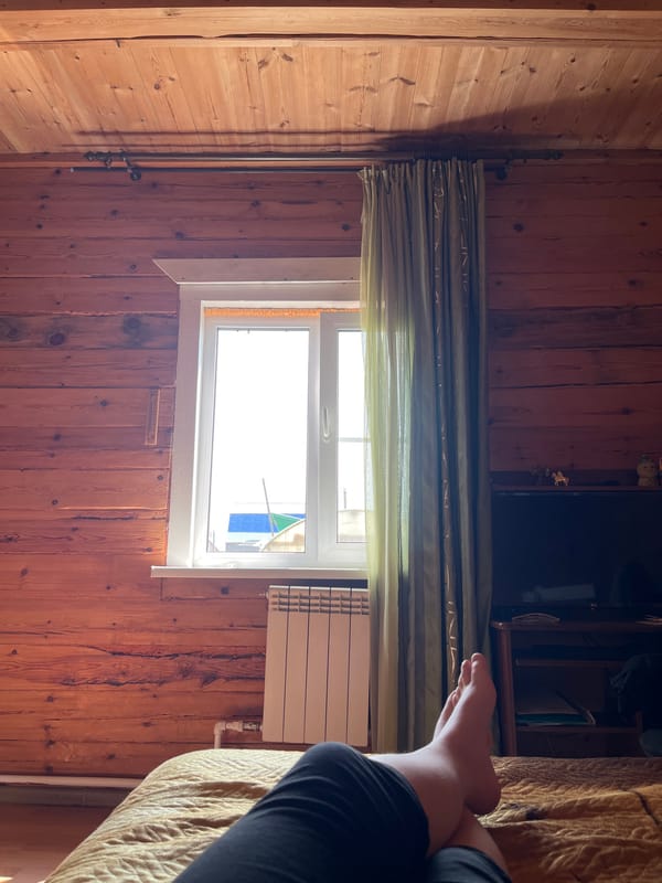 Quiet morning at a rustic rural home, garden and animals