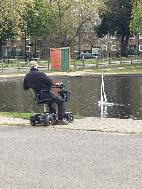 Elderly man on mobility scooter spotted near London canal