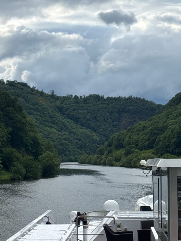 River journey documented along Moselle near Taben-Rodt, Germany