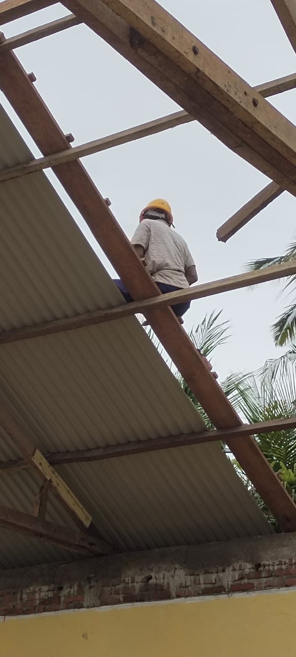 Construction work continues on building project in Langnibong, Indonesia