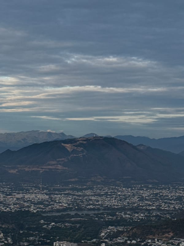 Evening clouds observed over Nha Trang mountains and cityscape