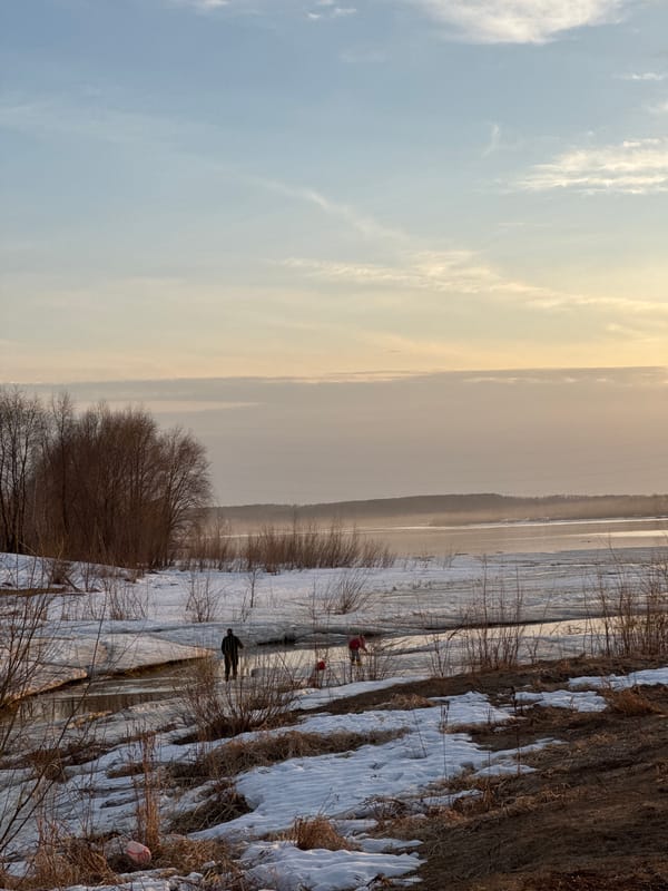 Woman takes selfie under cloudy sky in Chaikovsky