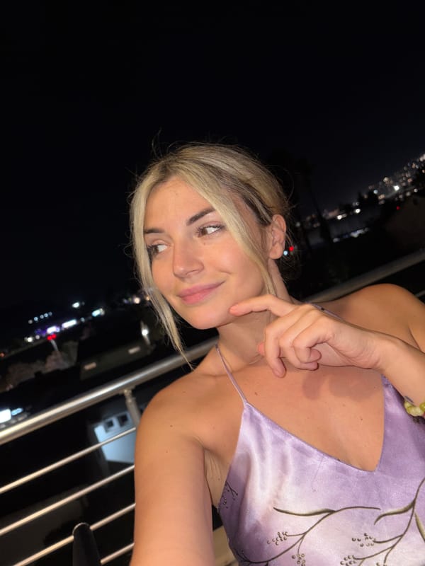 Summer night in Budva: balcony views, a white dog, and watermelon