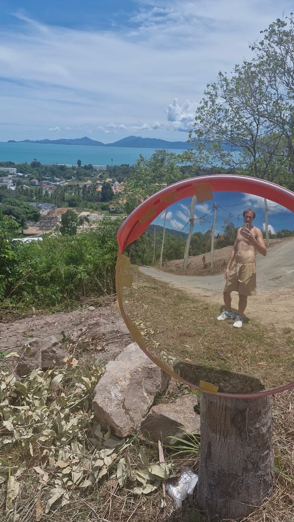Hillside wander on Ko Samui with coastal views and mirror selfies