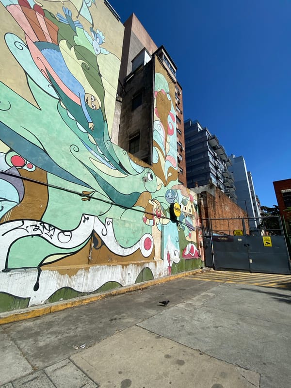 Cartoon mural with woman and birds spotted in Buenos Aires