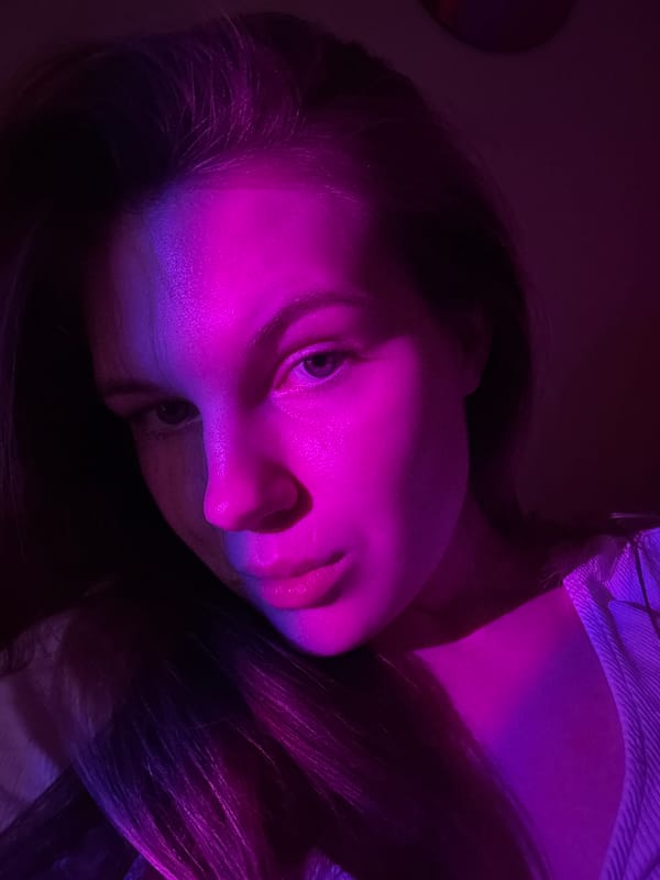 Woman photographed in purple lighting in Belgrade suburb
