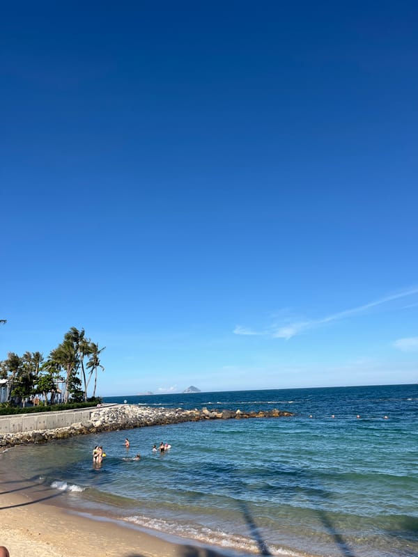 Morning beach day at Nha Trang's shore, swimming and playing