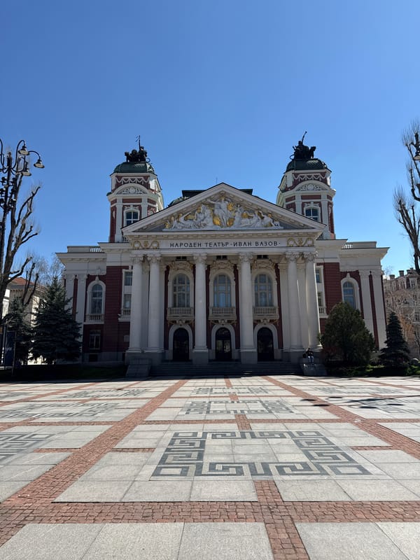 Morning walk through central Sofia captures theatre, dining, florals