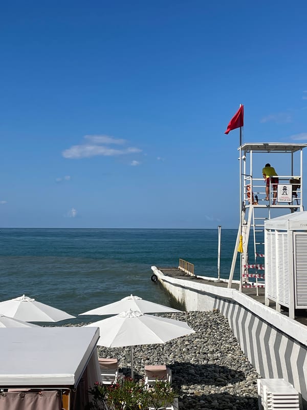 Sochi's beachfront strip on a busy summer morning