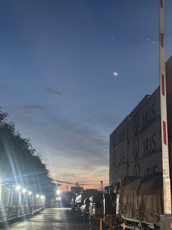 Ferry docks at Davao City pier during twilight hours