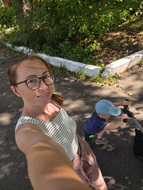 Summer morning out with a toddler in Chaikovsky, Russia