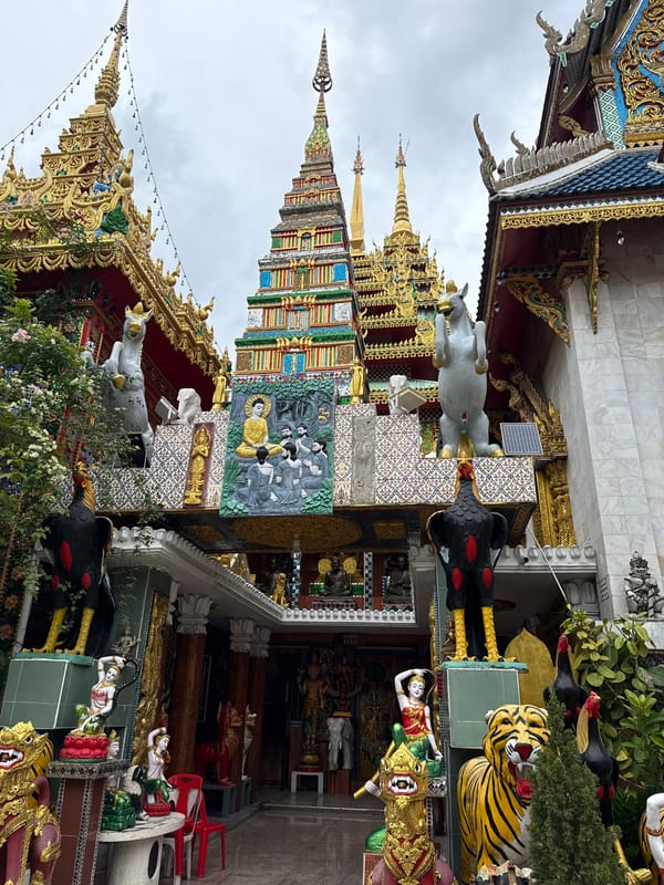 Golden Buddhas and ornate temple spires around Bangkok
