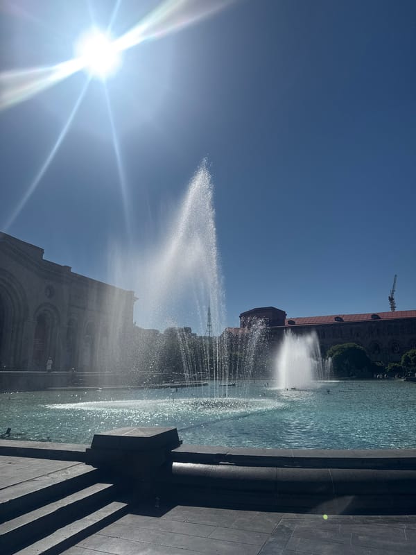 Yerevan's Republic Square singing fountains on a sunny day