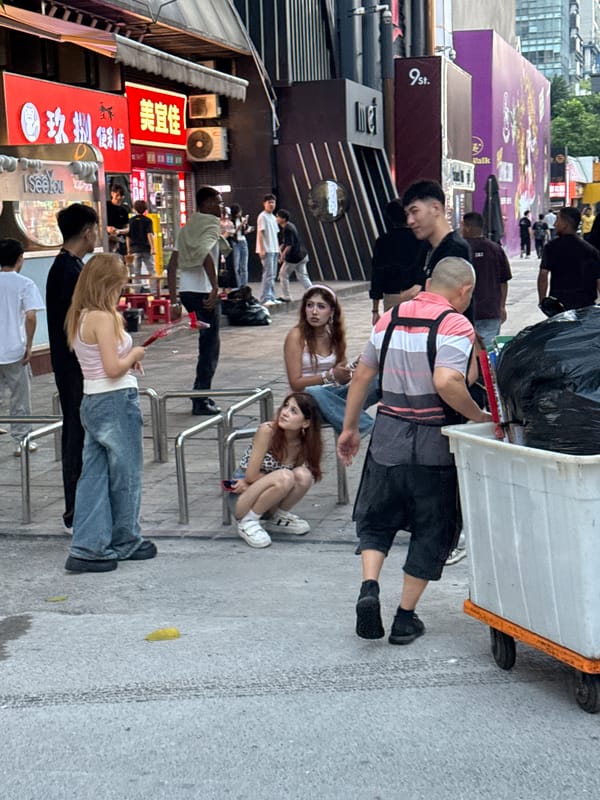 Evening street life documented across two Chinese cities