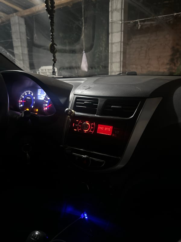 Night drive in Kyrgyzstan, dashboard lights and low fuel