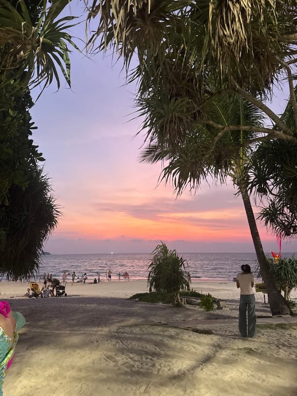 Sunset observed at Patong Beach with colorful skies