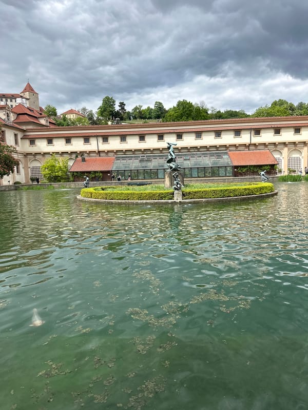 Water feature photographed at Wallenstein Palace in Prague