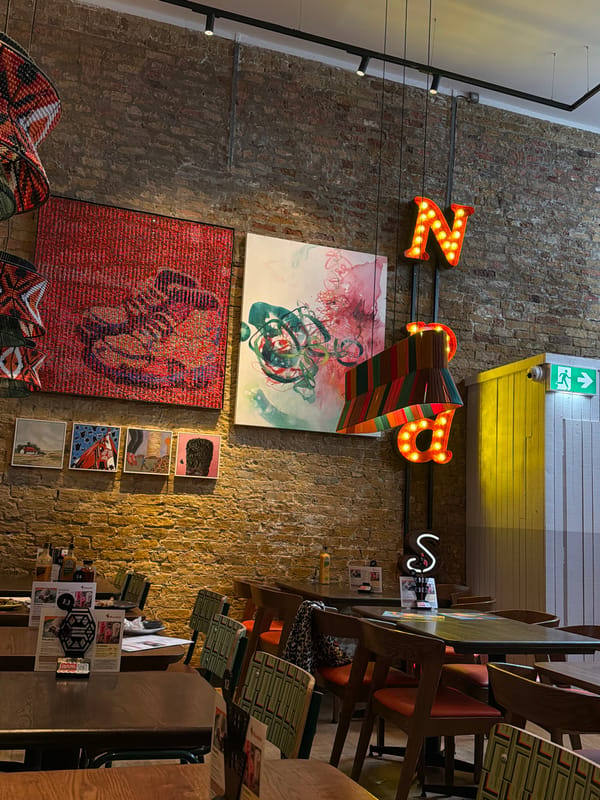 Lunch stop at a London Nando's, menu in hand