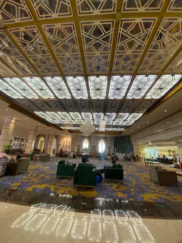 Inside the Grand Qin Hotel lobby, Banjarbaru
