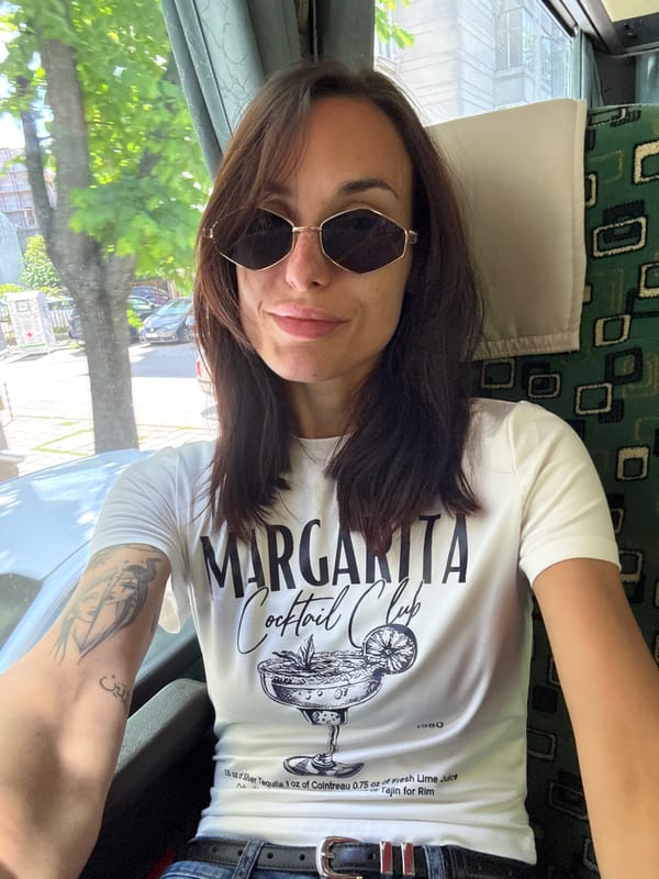 Woman in sunglasses rides bus in Ruse, Bulgaria