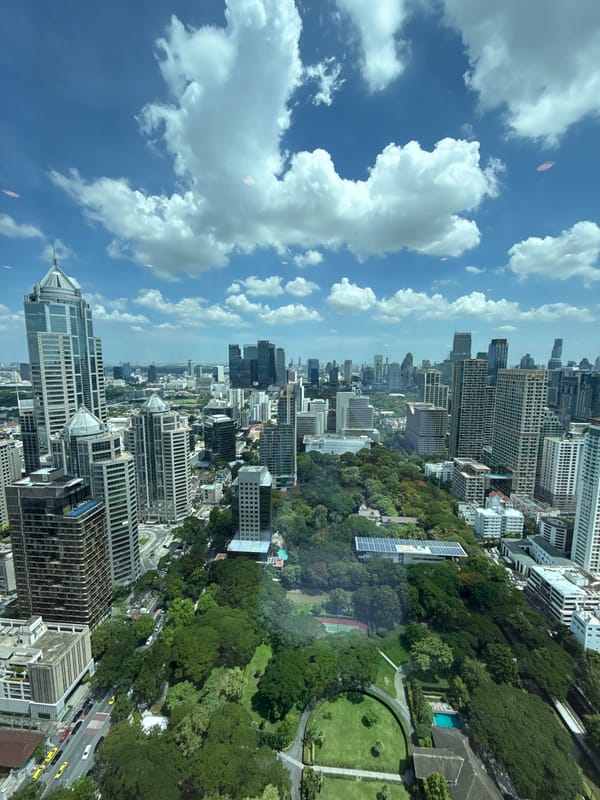Lumphini Park and Bangkok skyline from the Park Hyatt