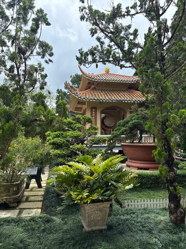 Morning visit documented at Da Lat monastery gardens