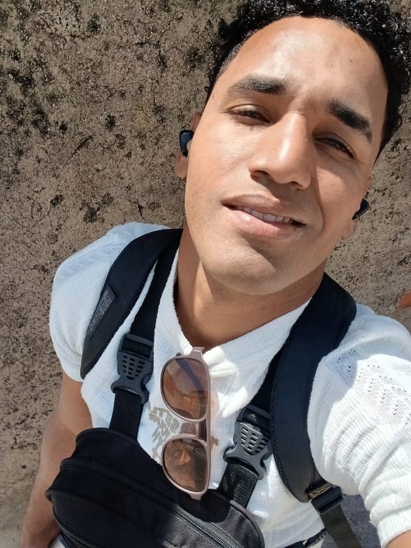 Tourist takes selfie in Porlamar, Venezuela
